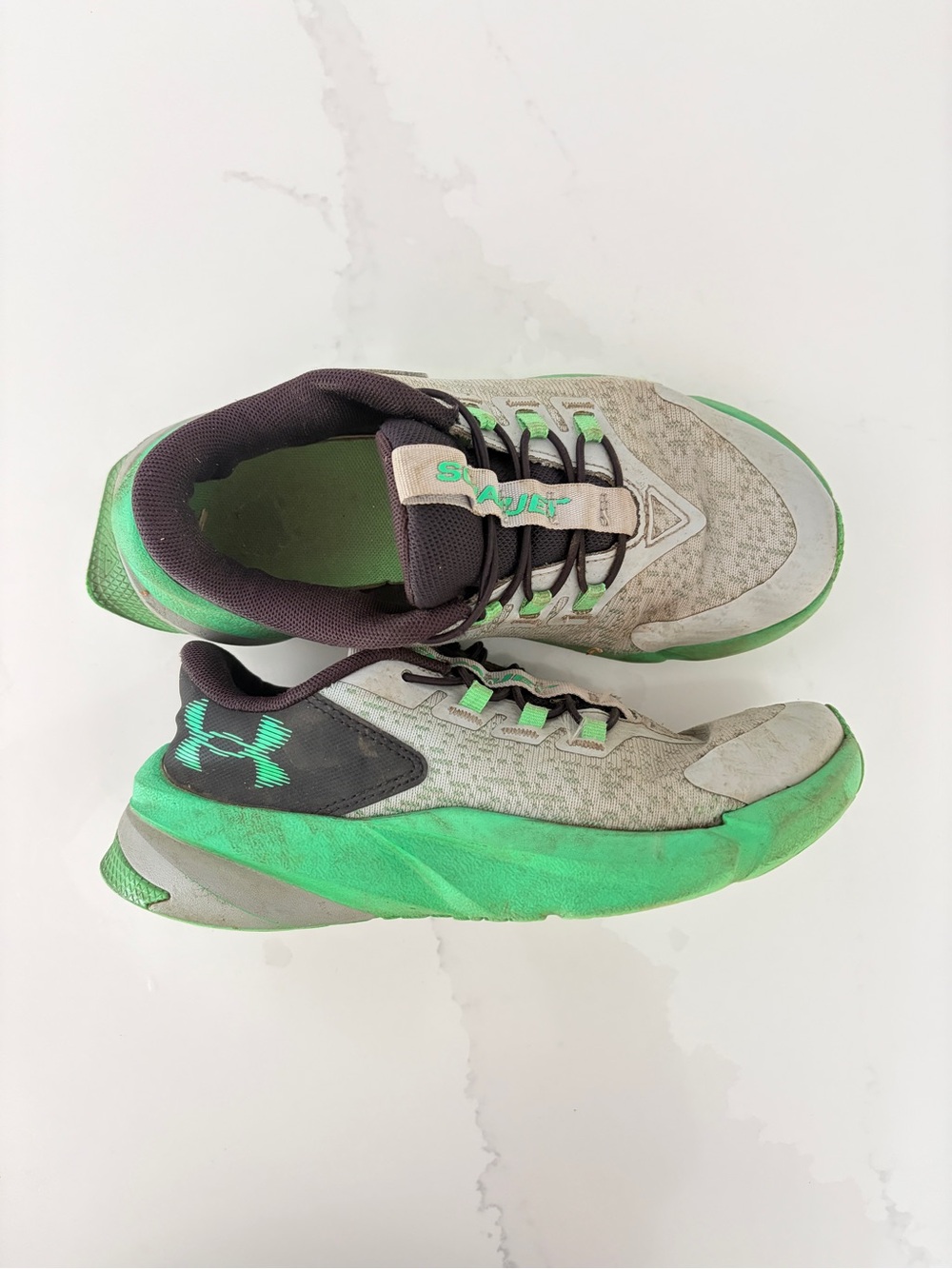 Under Armour Kids Mint Green and Gray Sneakers